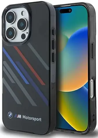 BMW Zadní kryt Motorsport Random Stripes pro iPhone 16 Pro Max černá