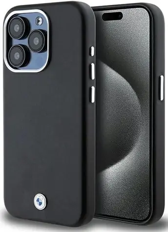 BMW Zadní kryt Signature Wrapped MagSafe pro iPhone 15 Pro kovový černá