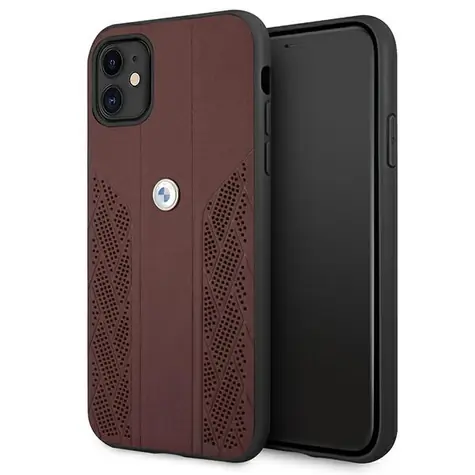 BMW Zadní kryt Curve perforovaný kožený pro iPhone 11 / XR červená