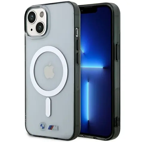 BMW Silver Ring MagSafe Zadní kryt pro iPhone 14 Plus transparentní
