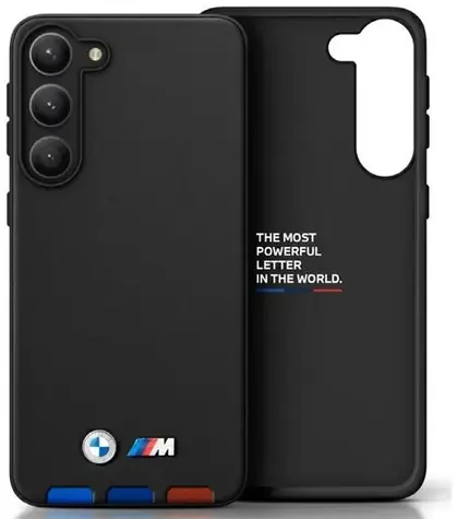 BMW Zadní kryt kožený razítkový Tricolor pro Samsung Galaxy A54 černá