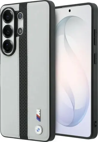 BMW Zadní kryt perforovaný s pruhem a logem MagSafe pro Samsung Galaxy S26 Ultra šedá