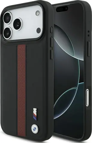 BMW Zadní kryt perforovaný s pruhem a logem MagSafe pro iPhone 17 Pro Max červená