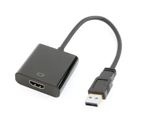 Rozbaleno - Gembird adaptér USB 3.0 A (M) na HDMI (F) / audio+video / kabel 15cm / 1080p60Hz / černá / rozbaleno