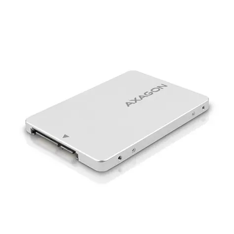 Rozbaleno - AXAGON RSS-M2SD, SATA - M.2 SATA SSD, interní 2.5" ALU box, stříbrný / rozbaleno