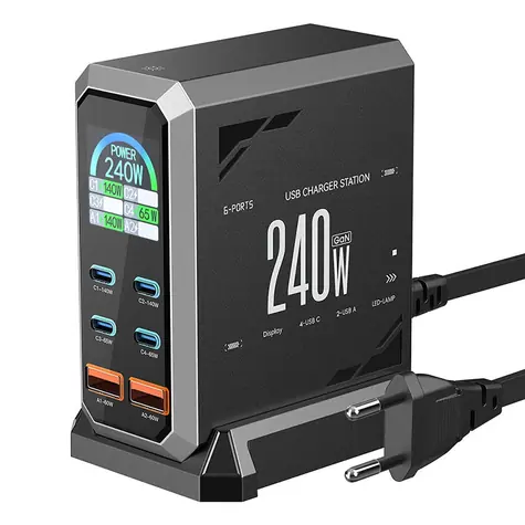 Rozbaleno - BlitzWolf BW-S31 černá / Síťová nabíječka / 240W / 4x USB-C / 2x USB-A / PD / rozbaleno