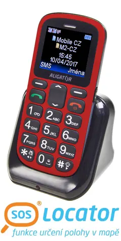 Aligator A321 Senior červeno-černá / CZ / 1.8" / Dual-SIM / microSD
