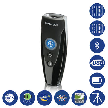 DATALOGIC RIDA DBT6400 / mobilní 2D snímač / IP50 / USB kabel / baterie / USB / černá