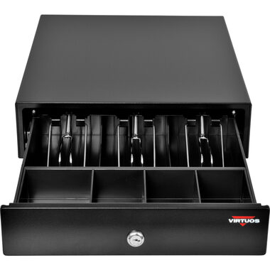 VIRTUOS Pokladní zásuvka EK-300C černá / s kabelem / pořadač 3/4 / 9-24V