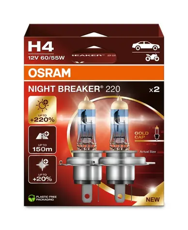 OSRAM NIGHT BREAKER 220 H4 CAR halogenová žárovka / 2 kusy 