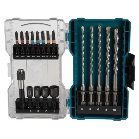 Makita E-07026 / Sada bitů a vrtáků SDS plus / 18-dílná