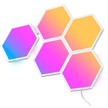 Govee Glide Hexa bílá 5ks / dekorativní LED osvětlení / Bluetooth / WiFi / RGBIC