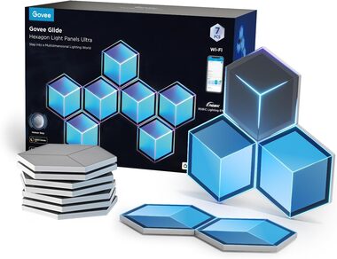 Govee Glide Hexagon bílá 7ks Meteor Grey / dekorativní LED osvětlení / Bluetooth / WiFi / RGBIC
