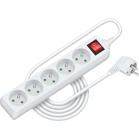 RETLUX RPC 30 Prodlužovací přívod s vypínačem 5 zásuvek 3×1.0mm 3m bílá