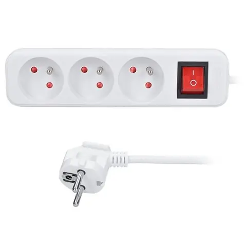 Solight prodlužovací přívod 3 zásuvky + vypínač 5m bílá / 3 x 1.5mm2