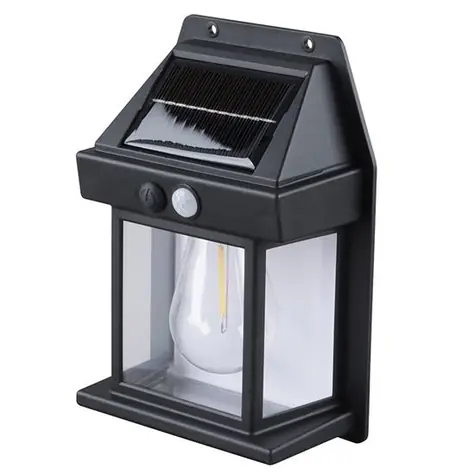 Solight WL918 LED solární lucerna nástěnná černá / 3000K / 100lm / IP44 / 12x17cm 