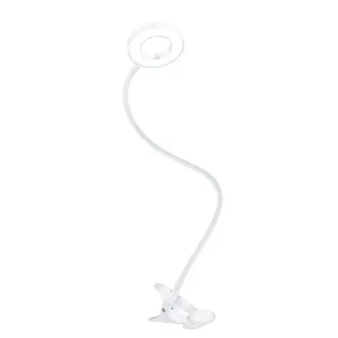 Solight LED stmívatelná stolní lampička s klipem bílá / 8W / 300lm / 3000-5000K / USB