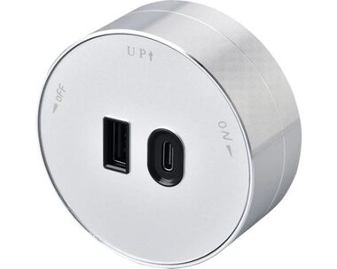 Viking zásuvkový modul A60 stříbrná / 1x USB-A + 1x USB-C