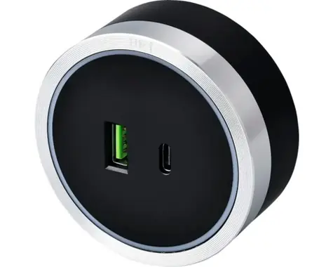 Viking zásuvkový modul A60 stříbrno-šedá / 1x USB-A + 1x USB-C
