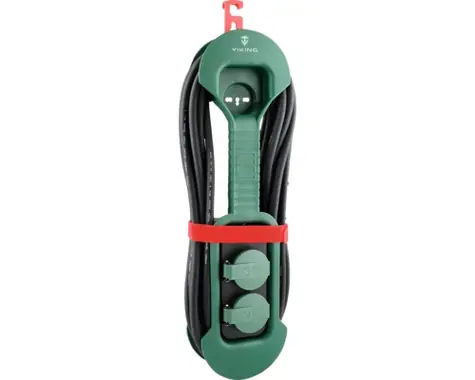 Viking R280 síťová prodlužovací zásuvka černo zelená / 2x AC 230V / IP44 / 8 m