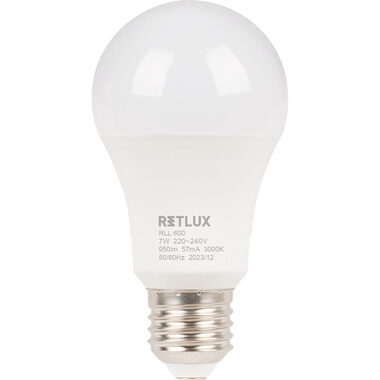 RETLUX RLL 600 A60 E27 bulb 7W / 950 lm / 3000K - teplá bílá / D 