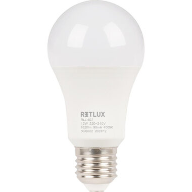 RETLUX RLL 607 A60 E27 bulb 12W / 1620 lm / 4000K - studená bílá / D 