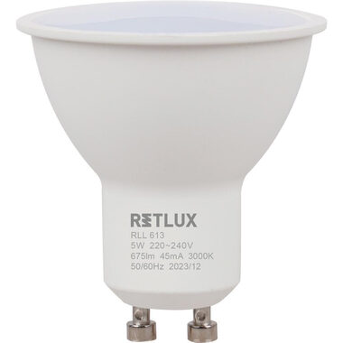 RETLUX RLL 613 GU10 bulb 5W / 675 lm / 3000K - teplá bílá / D 