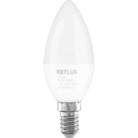 RETLUX RLL 626 C37 E14 candle 6W / 810 lm / 3000K - teplá bílá / D 
