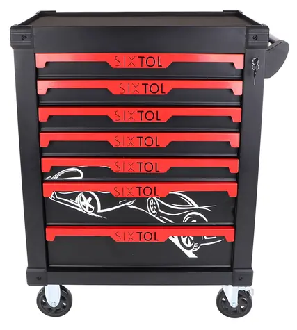 SIXTOL MECHANIC TROLLEY KEVIN 253 / Dílenský vozík na nářadí / 7 šuplíků / 254 ks nářadí 