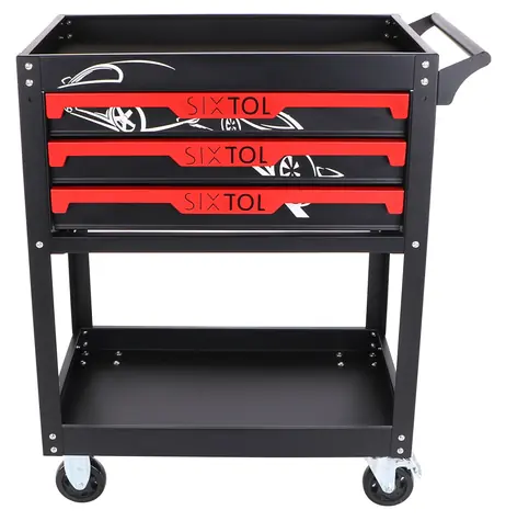 SIXTOL MECHANIC TROLLEY JASON 94 / Dílenský vozík s nářadím / 3 šuplíky / 1 police / 94 ks nářadí 