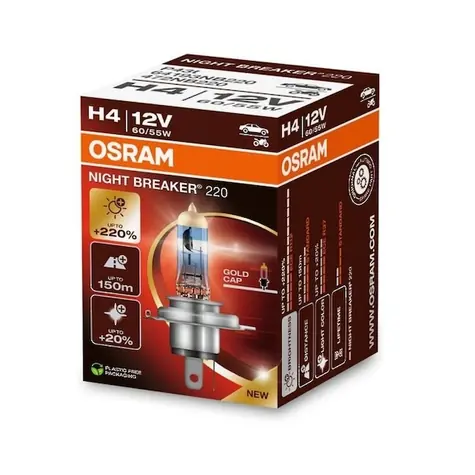 OSRAM Halogenová žárovka H4 Night Breaker / +220% / 12V / 1650lm / Bez reflektoru