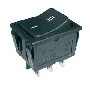 Solarmi Přepínač kolébkový 2pol./6pin ON-ON 250V/15A černá