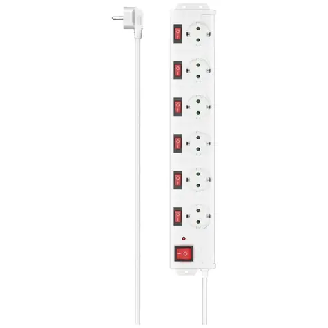 Hama Prodlužovací přívod XL a přepěťovou ochranou bílá / 6 zásuvek schuko / 7 vypínačů / 1.4 m