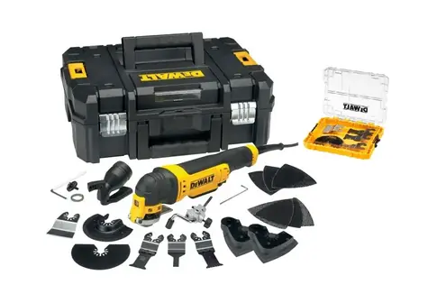 DeWALT DWE315KTA / Oscilační multibruska s příslušenstvím / 300 W / 22.000 kmitů-min