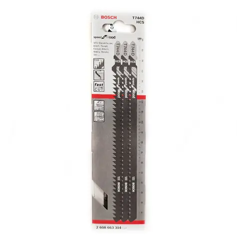 BOSCH 2608663314 / Sada pilových listů na dřevo / HCS / Upínání T / Délka čepele 180 mm / Rozteč 4 mm / 3 ks
