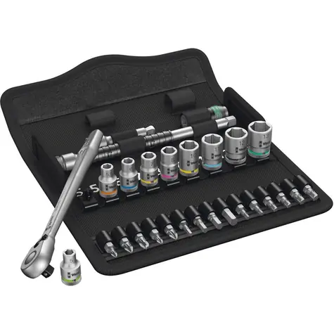 WERA 8100 SA 8 / Ráčnová sada Zyklop Metal / přepínací páčka / upínací část 1/4" / metrická