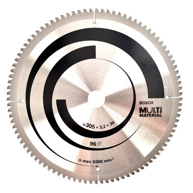 BOSCH Multi Material 2608640453 / Pilový kotouč univerzální pro pokosové pily / 305x30 mm / Šířka řezu 3.2 mm / 96 zubů  / doprodej