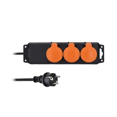 Solight prodlužovací přívod IP44 3 zásuvky 5m / gumový kabel / venkovní / 3 x 1.5mm2 / 230V-16A max. 3680W