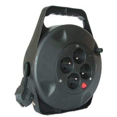 Solight prodlužovací přívod na bubnu 4 zásuvka 10m / černý kabel / 3x 1.5mm2