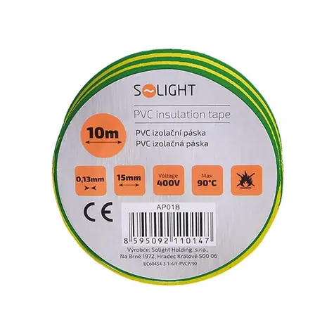 Solight AP01 izolační páska 15mm x 0.13mm x 10m žlutozelená