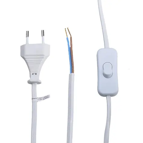 Solight PF50 flexo šňůra 2m plochá - vypínač - bílá / 2 x 0.75mm2