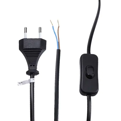 Solight PF51 flexo šňůra 2m plochá - vypínač - černá / 2 x 0.75mm2