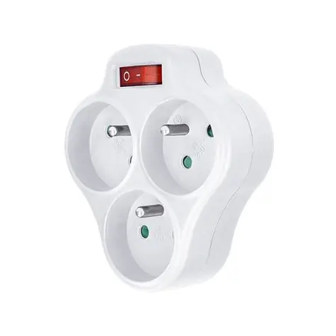 Solight P99 rozbočka 3 x 10A bílá / vypínač