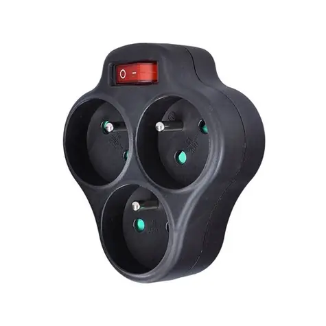 Solight P99B rozbočka 3 x 10A černá / vypínač