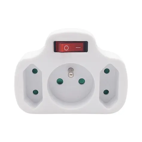Solight rozbočka 1x 10A + 2x 2.5A bílá / vypínač