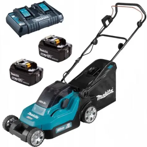 Makita DLM382PM2 / Aku Sekačka na trávu / 18V / 3700 ot-min / záběr 38 cm / koš 40 l / 2x Aku BL1840B