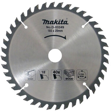 Makita D-03349 / Pilový kotouč na dřevo / Průměr 165 mm / 40 zubů