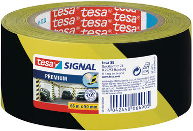 Tesa Signal Odolná vyznačovací lepicí páska žlutá - černá / Rozměry 50 mm x 66 m