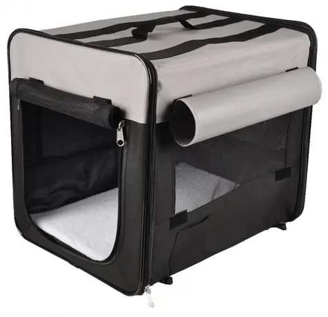Flamingo Smart Top Plus černo-šedá / Přepravka pro psy / 46x36x41cm