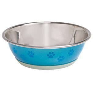 Flamingo SELECTA modrá s tlapkami 13cm 350ml / nerezová miska pro psa